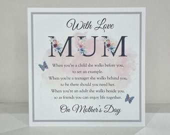Mothers Day Card for Mum/Mam/Mom Large 8x8" size Handmade