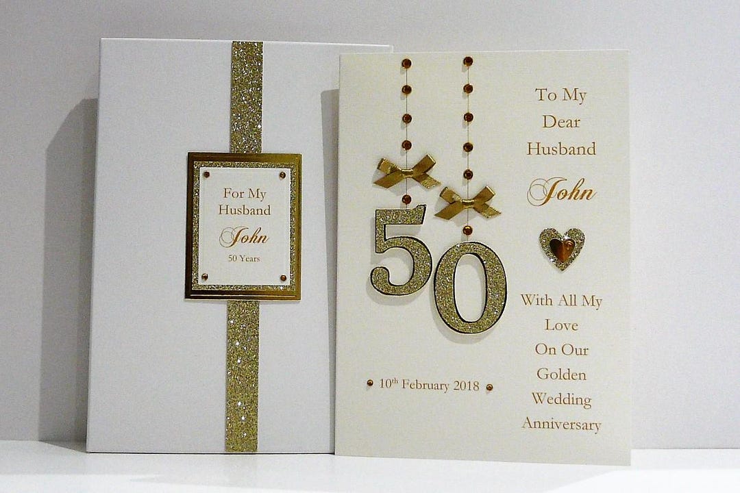 Golden Wedding Anniversary Card for Wife/husband/couples A5 Size With ...