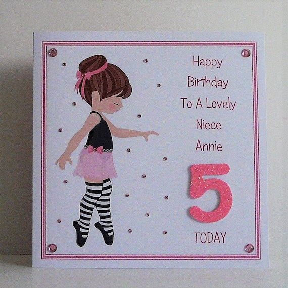 Personalised Dancer Ballet Girl Name And Age Birthday A5 Large