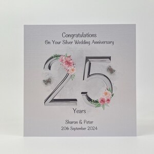 Biglietto d'auguri personalizzato per il 25° anniversario di matrimonio in argento
