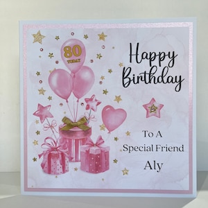 Verjaardagskaart gepersonaliseerd groot 8,5 x 8,5 inch formaat op maat handgemaakt