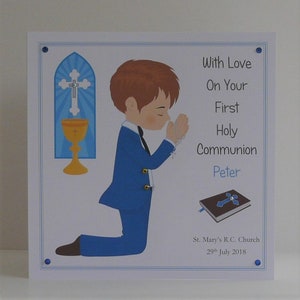 Tarjeta de primera comunión/confirmación para hijo/nieto/sobrino/niño especial, etc. Tarjeta grande personalizada de 8 x 8