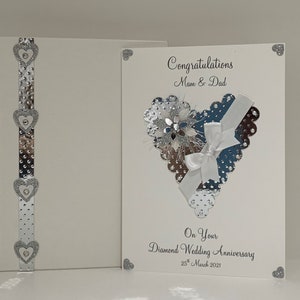 Biglietto di auguri personalizzato per il 60° anniversario di matrimonio con diamante per marito/moglie/mamma e papà/nonni/amici ecc.