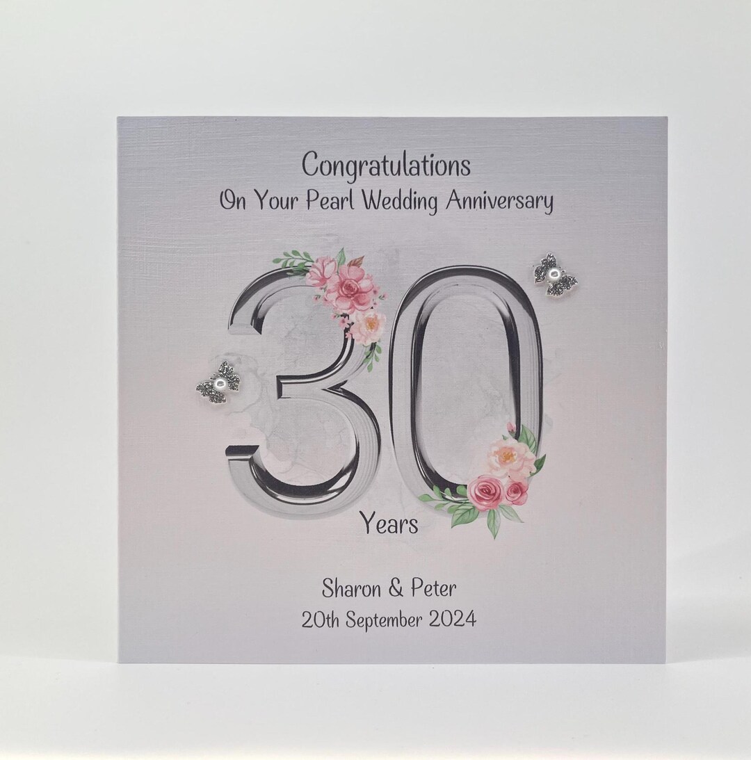 Pearl 30th Wedding Anniversary Card Personalised - Etsy
