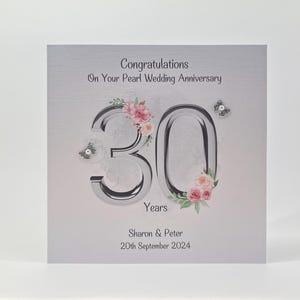 Tarjeta de aniversario de bodas número 30 personalizada de Pearl