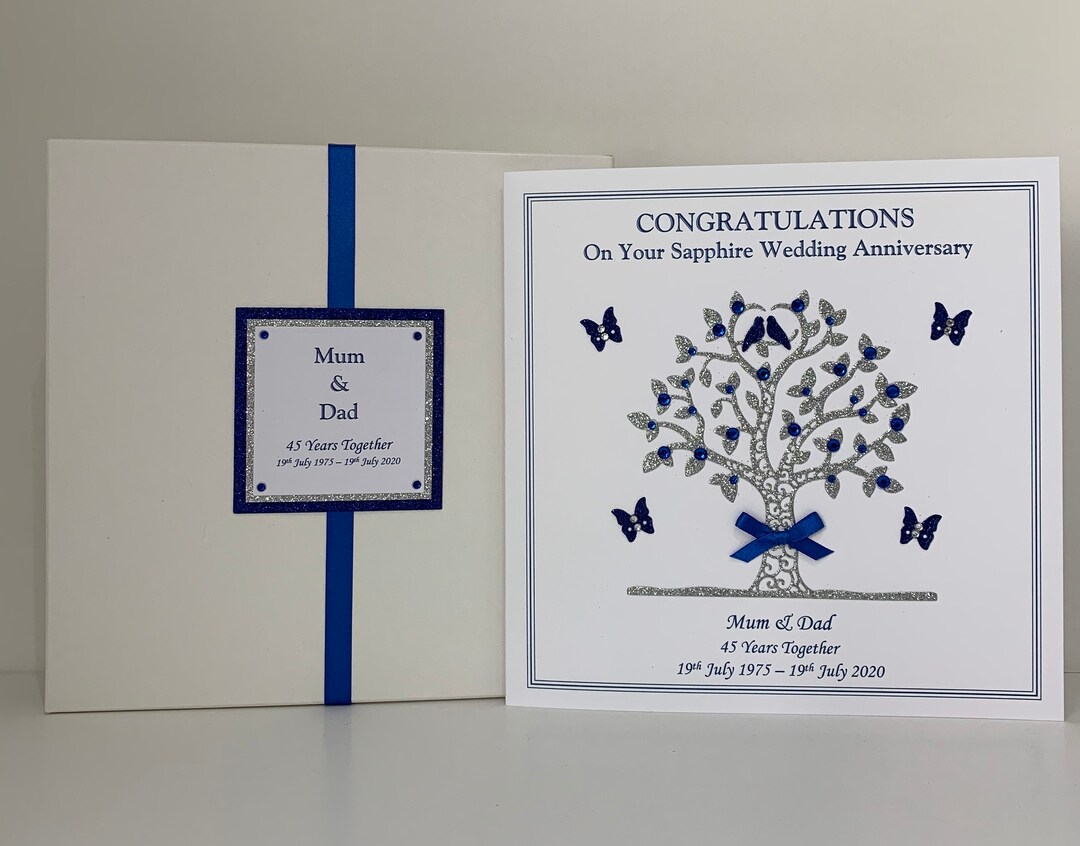 45th Sapphire Wedding Anniversary Card Wife/husband/mum & Dad/friends ...