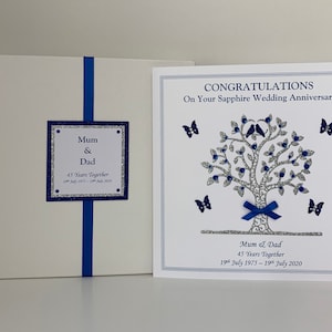 Biglietto per il 45° anniversario di matrimonio con zaffiro, moglie/marito/mamma e papà/amici ecc. Personalizzato