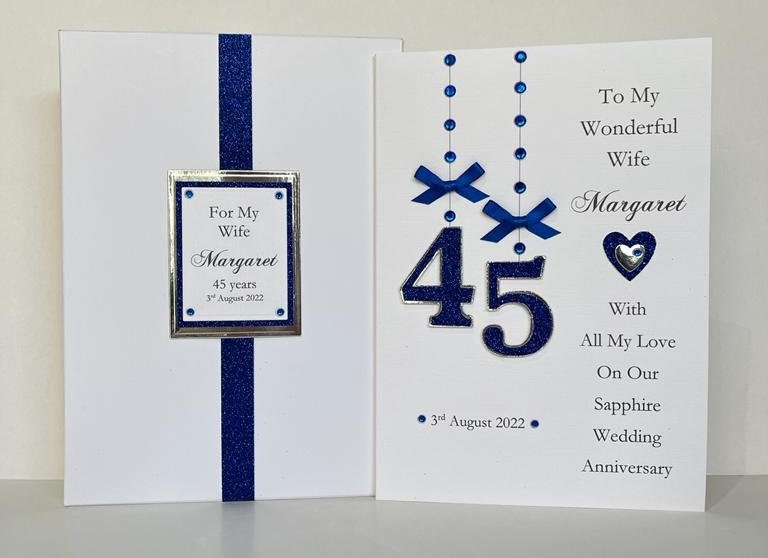 45th Sapphire Wedding Anniversary Card With or Without Box - Etsy UK