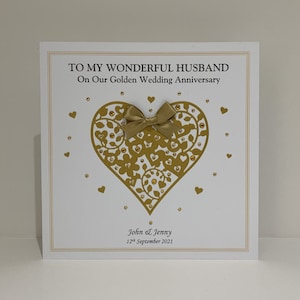 Cartão de 50º aniversário de casamento de ouro para esposa/marido/mãe/pai/casais etc.