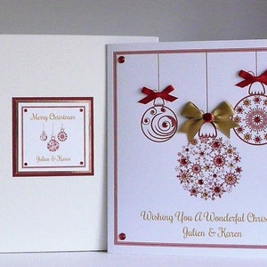 Weihnachtskarte mit Edelsteinen und Schleifen Personalisierte 8x8 "große Karte Frau / Mann / Mutter & Vater / Freunde usw