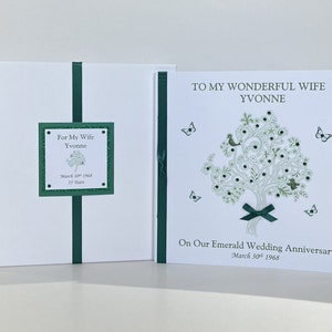55º cartão de aniversário de casamento esmeralda com envelope ou caixa de apresentação, esposa/marido/mãe e pai/amigos, etc., personalizado grande