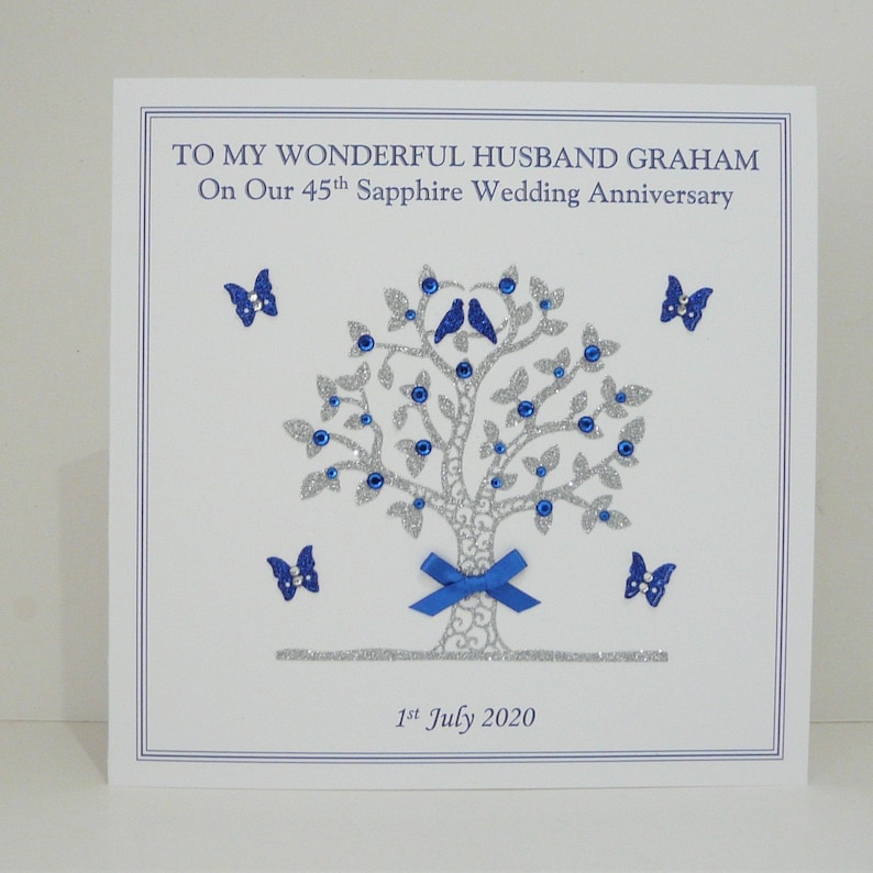 45th Sapphire Wedding Anniversary Card Wife/Husband/Mum