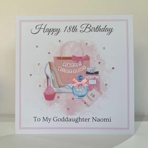 Grande carte d'anniversaire avec enveloppe - Personnalisée avec n'importe quel nom et n'importe quel âge - Thème girly