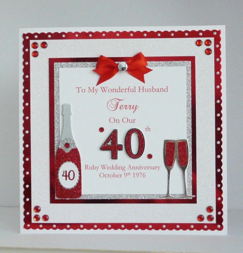 Ruby 40th Wedding Anniversary Card Wife/Husband/Mum Dad