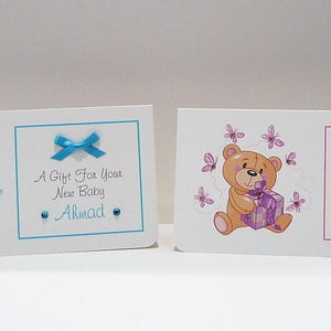 Novo presente para bebê/dinheiro/voucher carteira azul ou rosa personalizado