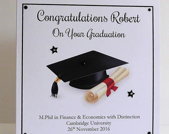 Graduation Card Personalised Handmade large 8x8 inch Size