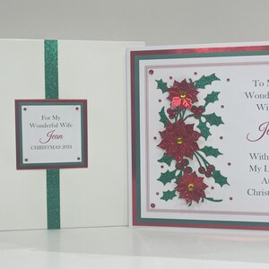 Carte de Noël grande taille 23,8 x 23,8 cm personnalisée pour femme/mari/maman et papa/couples, etc. avec boîte de présentation