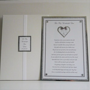 Biglietto di nozze personalizzato con poesia per figlio o figlia per il giorno del matrimonio, in scatola formato A4 disponibile per mio figlio o nostra figlia