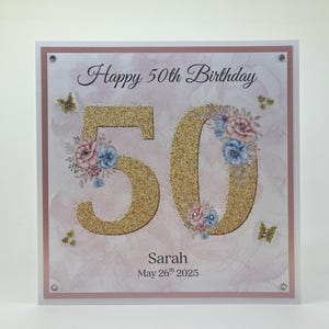 Carte personnalisée du 60e anniversaire 20 x 20 cm, grande taille personnalisée pour tous les âges
