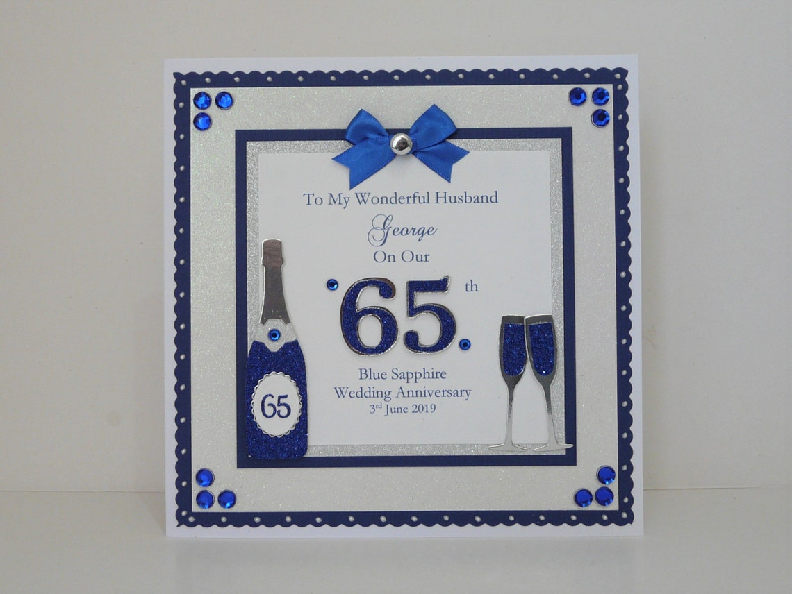 45th/65th Sapphire Wedding Anniversary Card with or