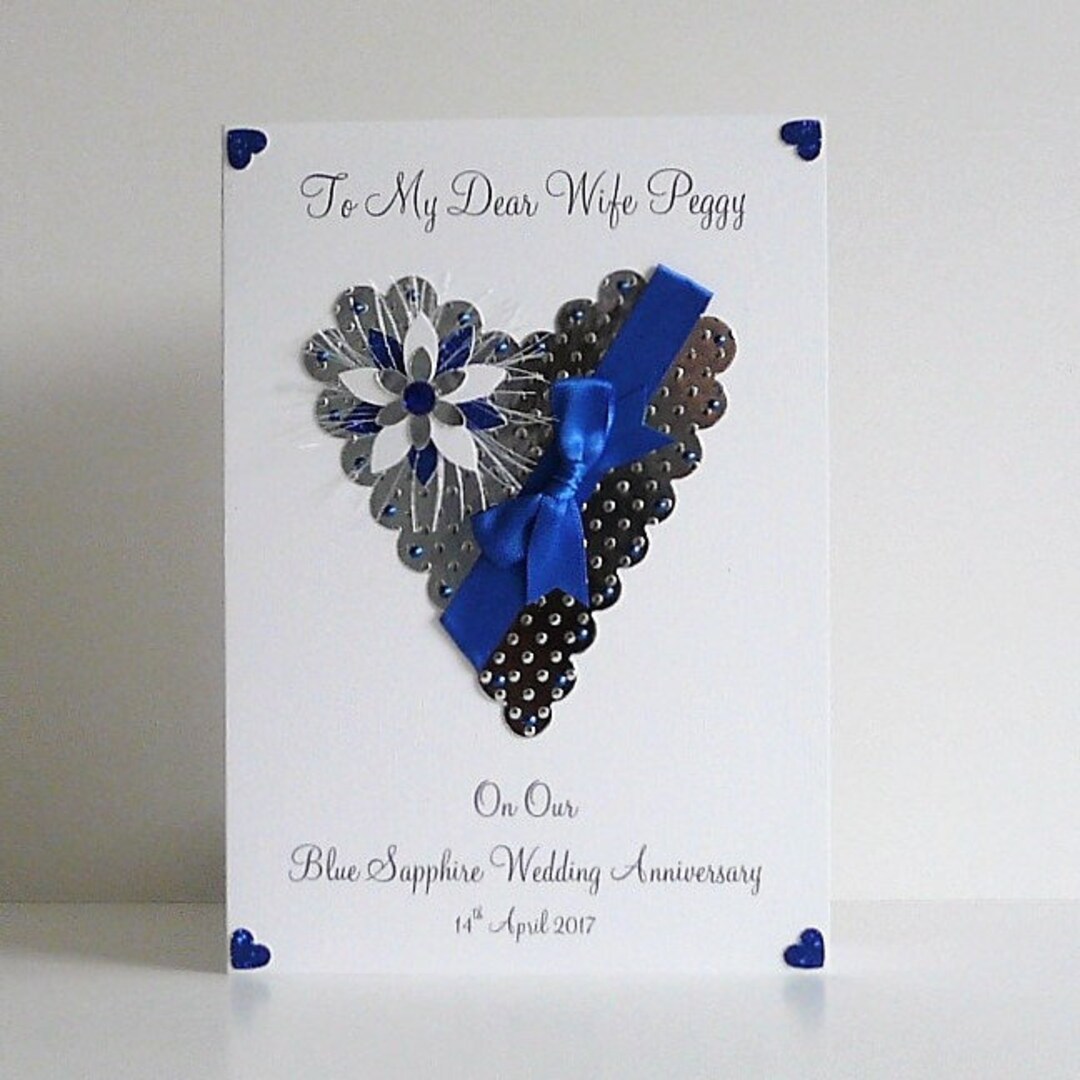 45th/65th Sapphire Wedding Anniversary Card With or Without Box Wife or ...