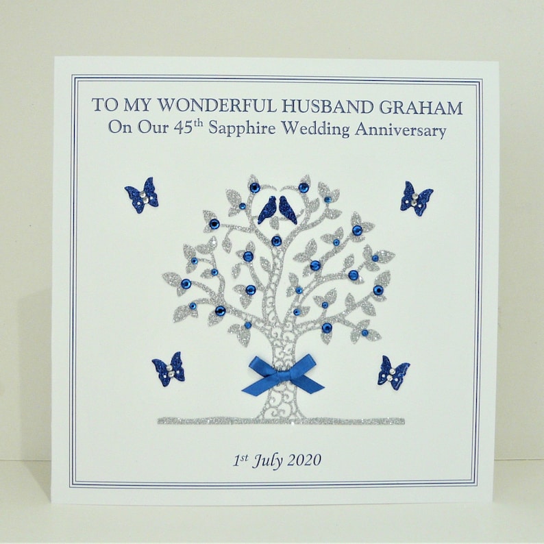 45th Sapphire Wedding Anniversary Card Wife/Husband/Mum