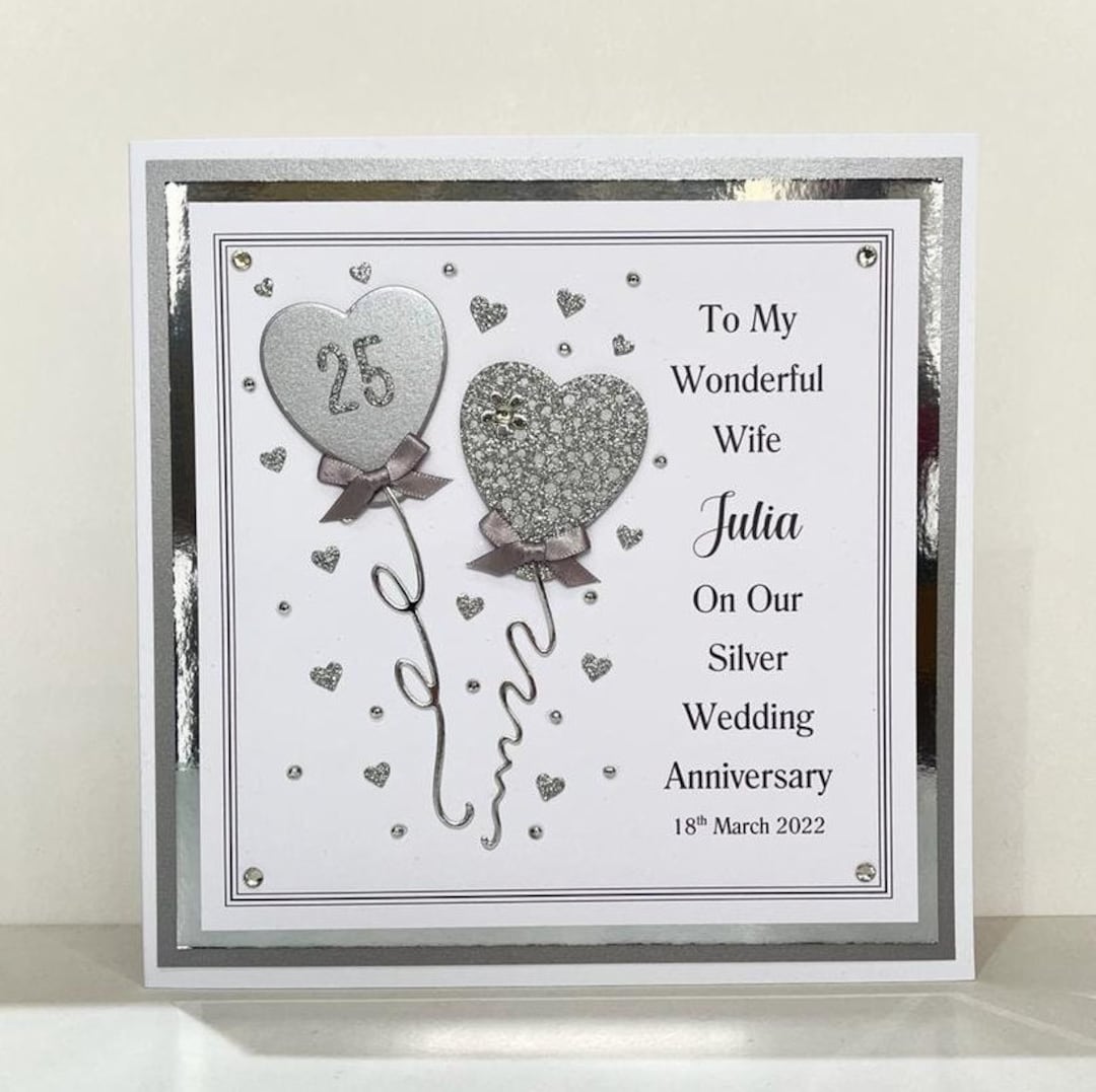 25th Wedding Anniversary Gifts for Couples, 25th Anniversary Gift for  Husband or Wife, Silver 25th Anniversary Card, 25th Anniversary Table