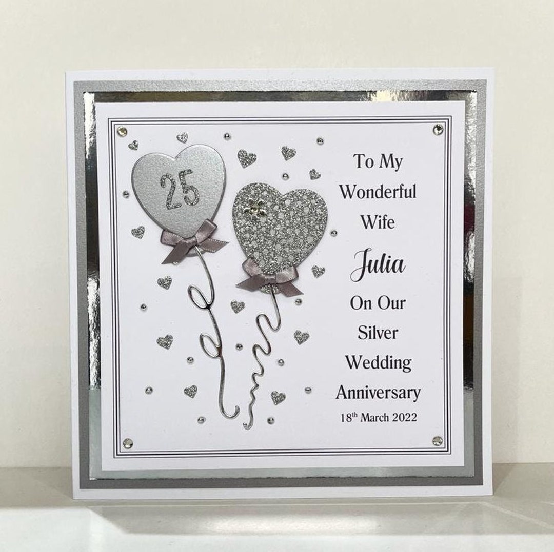 25th Silver Wedding Anniversary Card for Wife/husband/couples With