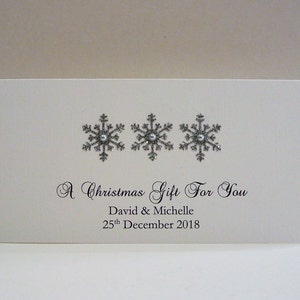 Christmas Money/Voucher/Gift Wallet with any names or names of your choice Snowflake Design 2023 Personalised/Customised