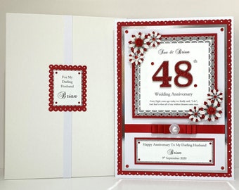 Wedding Anniversary Card Wife/Husband Large A4 Handmade Boxed Personalised Other Colours Available