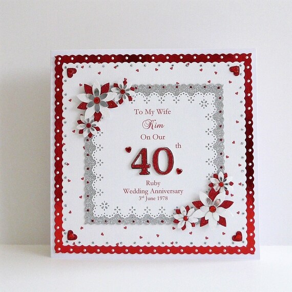 40th Ruby Wedding Anniversary Card Wife Husband Mum Dad Nan Etsy