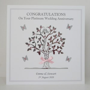 Biglietto d'auguri per il 70° anniversario di matrimonio in platino per moglie/marito/mamma/papà/nonna/nonno/amici ecc. Grande fatto a mano personalizzato