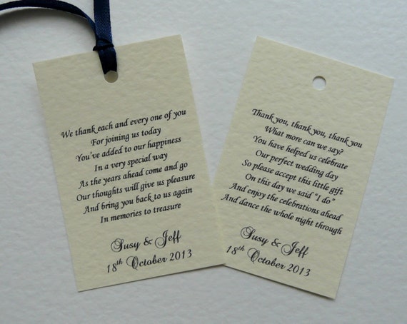 Wedding Favour Tags White Or Cream Choice Of 2 Poems Etsy