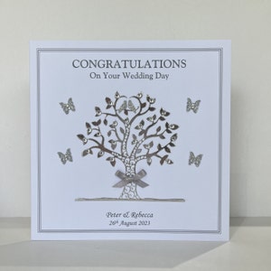 Carte de félicitations pour le jour du mariage personnalisée 8,5 x 8,5 po. Grande taille faite main personnalisée