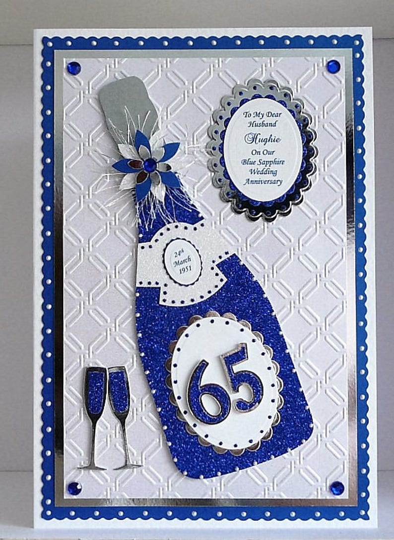45th/65th Sapphire Wedding Anniversary Card for Etsy