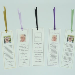 50 Funeral Bookmarks with Photo - Memorial/Celebration of life/Keepsake Personalised Sent in 24 hrs of approval of proof