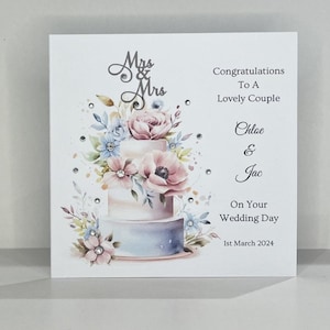 Carte de félicitations pour le jour du mariage, thème gâteau de mariage personnalisé fait main