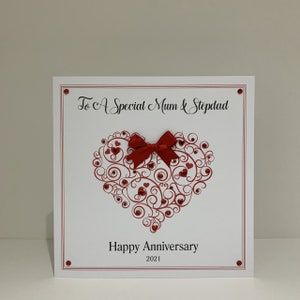 Anniversary Card for Wife/Husband/Mum & Dad/Couples etc With Envelope or Box Large 8x8 inch Size Personalised