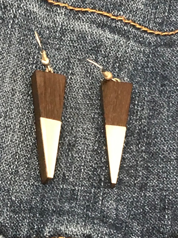 Vintage  Taxco Wood and Silver Earrings