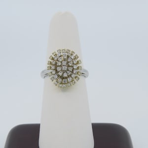 14K Two-Tone Yellow & White Gold 0.78ct Diamond Flower Ring, Cluster Ring, Two-Tone Floral Ring, Vintage Style Ring, Anniversary Gift Ring