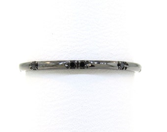 Bague d'éternité or blanc 14 carats plaquée rhodium noir, anneau superposable