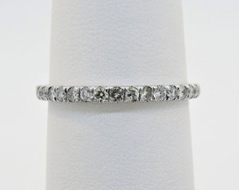 14K White Gold 0.32ct Diamond Micro Pave Wedding Band / Stackable Ring / Anniversary Band /Half Eternity Band /Promise Ring / Bridal Ring