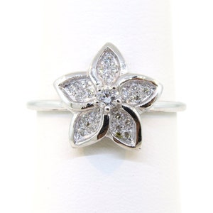 14K White Gold Diamond Flower Ring Diamond Cluster Ring Diamond Floral Ring Diamond Ring Flower Shaped Ring Diamond Cluster Flower Ring Band