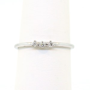 14K White Gold Diamond Wedding Band Stackable Ring Anniversary Band Diamond Midi Ring Dainty Diamond Ring Prong Set Diamond Promise Ring