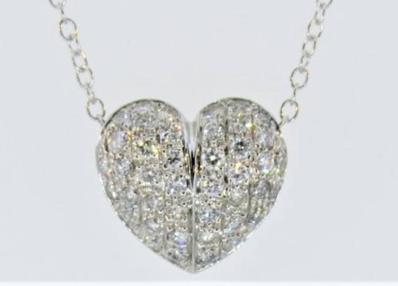 14k White Gold 0 76ct Diamond Heart Pendant Necklace - 14k White Gold Diamond Heart Pendant With Chain 14k White Gold 0 76ct Diamond Heart Pendant Necklace - 14k White Gold Diamond Heart Pendant With Chain