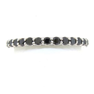 14K White Gold 1.00ct Black Diamond Eternity Wedding Band / Stackable Ring / Anniversary Band / Promise Ring Gift for Her Diamond Midi Ring