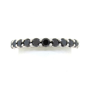 14K White Gold 1.94ct Black Diamond Eternity Wedding Band / Stackable Ring / Aniversary Band / Bridal Ring / Promise Ring / Gift for Her
