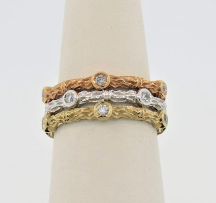 14K White Gold Yellow Gold Rose Gold 0.42ct Diamond Bezel Set Eternity Rings / Stackable Rings / Diamond Wedding Bands / Anniversary Rings