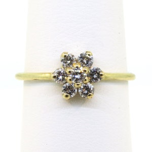 14K Yellow Gold 0.44ct Diamond Flower Cluster Ring / Diamond Floral Ring / Flower Ring / Anniversary Ring / Stackable Ring / Minimalist Ring
