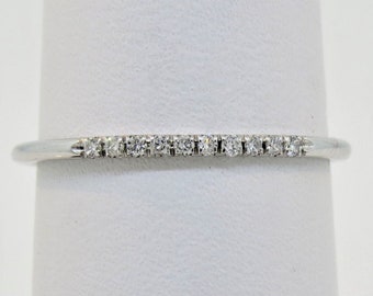 14K White Gold 0.07ct  Dainty Diamond Ring / Micro Pave Ring / Wedding Band /  Promise Ring / Stackable Ring / Anniversary Band Bridal Ring